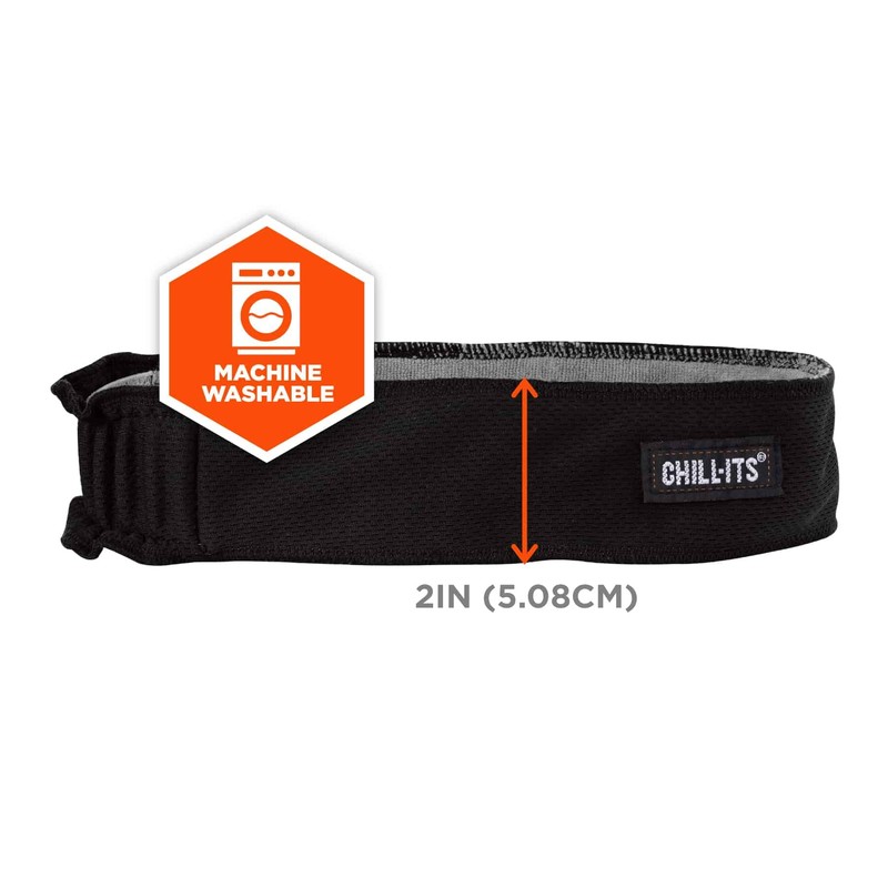 Ergodyne womens High-Performance High Performance Terry Cloth Sweatband, Black, One