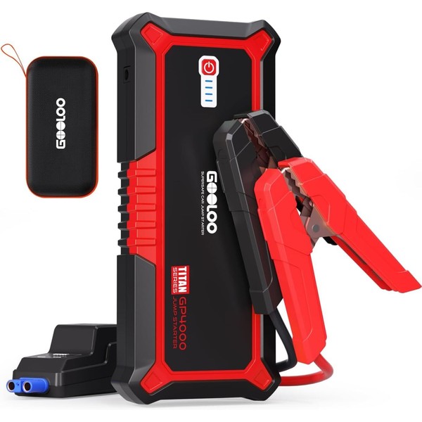 GOOLOO Red GP4000 4000A Peak Car Battery Jump Starter, Portable
