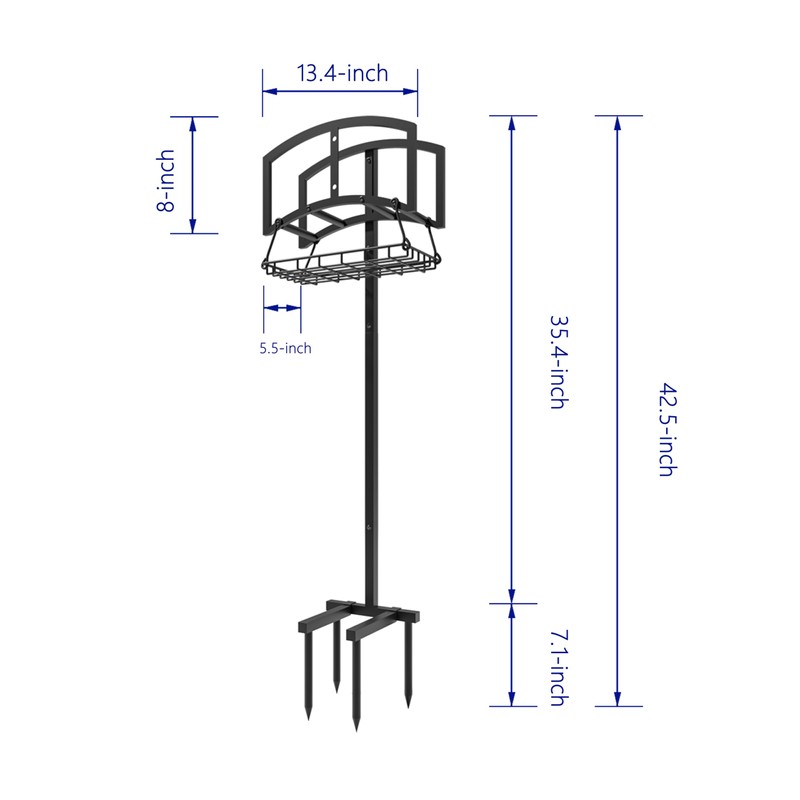 Calidola Garden Hose Holder with Storage Basket - Heavy-Duty Freestanding