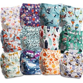 Littles and Bloomz Reusable Nappies, Standard Popper, 12 Nappies, FLP2-1202