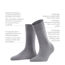 FALKE Women's Sensitive Berlin W So Wool Cotton With Soft Tops 1 Pair Socks, Black 3000, 5.5-8