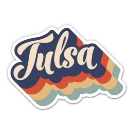 Squiddy Tulsa Oklahoma Layered Retro Style - Vinyl Sticker Decal for Phone, Laptop, Water Bottle (3" Wide)
