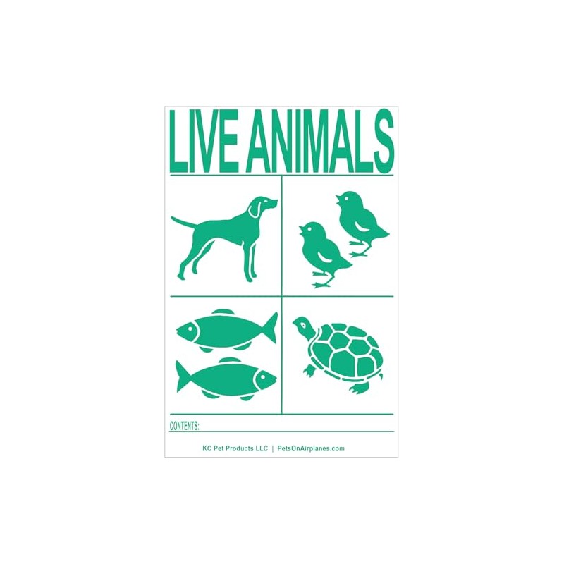 International AIR Transport Travel Live Animal Species Labels 6pk