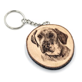 Generico Natural Wood Labrador Retriever Dog Keyring, Brown, One Size, brown, Einheitsgröße