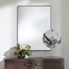 Bonverre 27x36 Inch Black Bathroom Mirror for Wall, Aluminum Frame Rectangle Rectangular Vanity Mirror, Modern Large for Bedroom, Living Room, Horizontal or Vertical