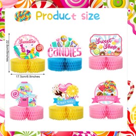 9 PCS Candy Party Decorations Candyland Table Honeycomb Centerpiece Colorful Candyland Party Decorations Cute Sweet Candy Party Supplies Candy Themed Party Decorations for Kids Girls Birthday