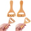 2Pcs Wooden Massage Roller, Back Massage Roller, Muscle Belly Relief Tool for Cellulite/Muscle & Abdomen (Brown)