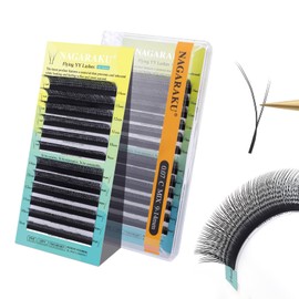 NAGARAKU Flying YY Eyelash Extensions Supplies y lash 0.07mm D curl Mix Tray 9-14mm Premade 4D Easy Fan Russian Volume Cluster Faux Mink Matte 12 rows pre Fanned Wispies Crisscross Eye Lashes