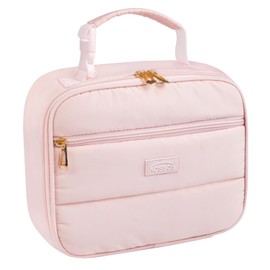 Aosbos Insulated Lunch Bag for Women - Cute Small Quilted Lunch Box Cooler for Work, Office, Picnic - Soft, Portable Adult Lunch Bags, Pink