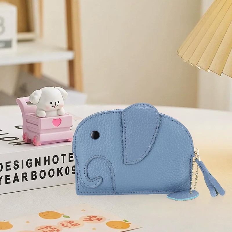 KyeeaDIY Coin Purse, Small Leather Coin Pouch Wallet with Keychain