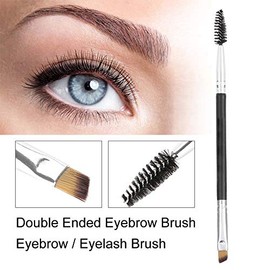 Varillas de rímel, pincel de cejas con diseño de doble extremo, peine de cejas con extensión de pestañas, bisel, aplicador de pestañas, herramienta de maquillaje Negro