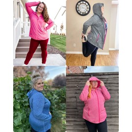 COOTRY Womens Plus Size Workout Jackets Full Zip Up Lightweight Athletic Running Hoodies Black2 2XL