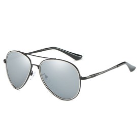 ANRRI Classic Polarized Aviator Sunglasses for Men Metal Sun Glasses Driving Silver Frame Special Design