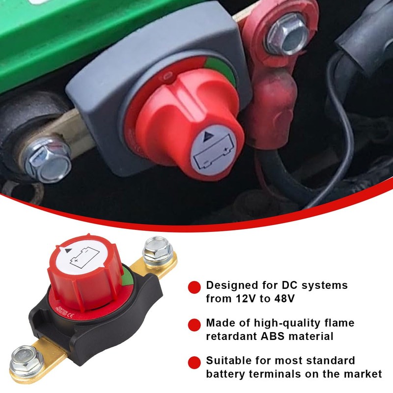 DUSCOKE Side Post Battery Disconnect Master Switch, 12-48V Heavy Duty