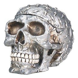 Diamond Plate Skull Container - Collectible Skeleton Figurine Model