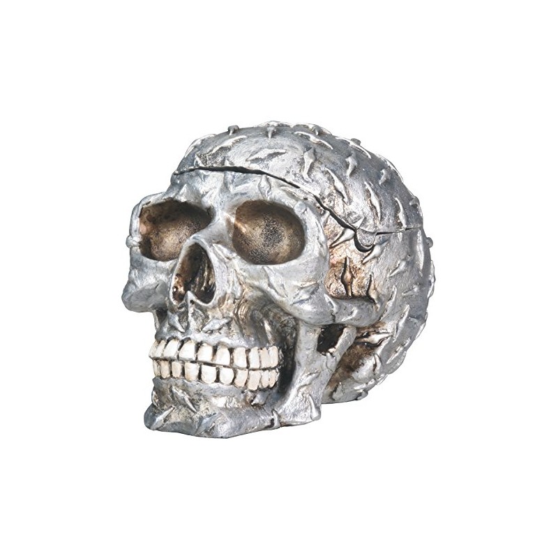 Diamond Plate Skull Container - Collectible Skeleton Figurine Model