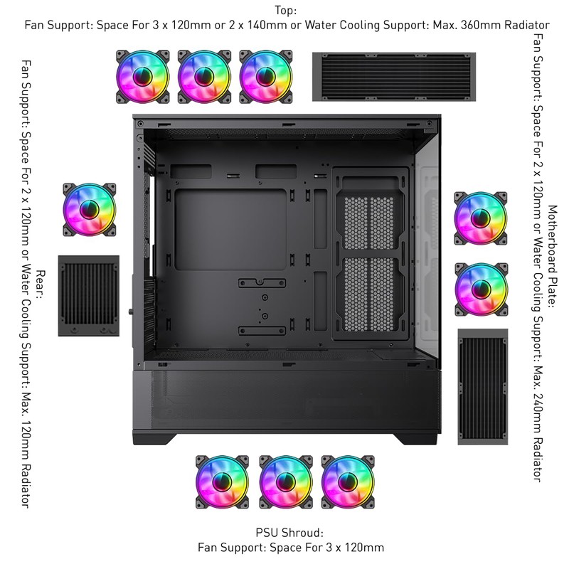 GAMEMAX Vista MB Black Micro-ATX Tower Computer Case