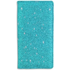 Sanlykate Glitter Checkbook Cover for Girl Women, RFID Blocking PU Leather Standard Register Check Book Case With Pen Inserts & Free Divider, Blue