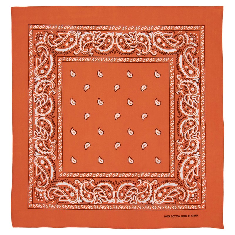 Orange Paisley Bandana - Single Piece 22x22