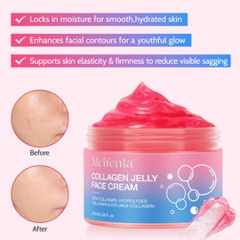 Kollagen Jelly Creme Enthält Niacinamid und Gefriergetrocknetes Hydrolysiertes Kollagen Korean Skincare, Collagen Jelly Cream Reduziert Feine Linien und Mattheit, Stellt die Hautbarriere Wieder Her