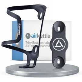 Airkettle® Trinkflaschenhalter mit AirTag-Aufnahme | Flaschenhalter und Fahrrad Tracker aus Aluminium | AirTag Versteck für Fahrrad | Fahrrad Diebstahlsicherung | AirTag Getränkehalter