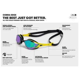 ARENA Unisex Cobra Edge Swipe Anti-Fog Racing Swim Goggles for Men and Women Polycarbonate Non-Mirror Lens, Blue Violet/Pink/Black