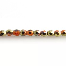 PRECIOSA Gold Rush California Coat - 50 4mm Round Fire Polish Czech Glass Beads