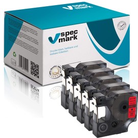 specmark Compatible with DYMO D1 45017 S0720520 Label Tape 12 mm x 7 m Set x 5 Pieces Black on Red Compatible with LM Label Manager LP Label-Point LW Label-Writer DUO