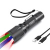 METII Multicolor Flashlight Rechargeable, Red, Green, Blue & White Light