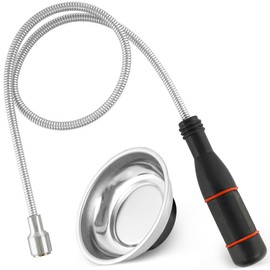 LOZAGU 2-Pack Flexible Magnetic Pickup Tool with Magnetic Parts Tray, 5LB Pull Force, 24” Bend-It Flexible Magnet Pick-Up Sweeper Bendable Retriever Stick for Hard-to-Reach Home Sink Drains, Car Keys