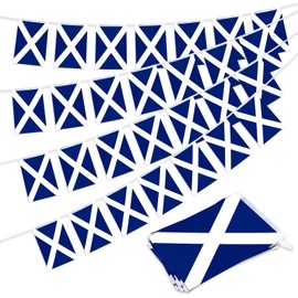 32.8 ft Scotland Flag Banner, 30 Pcs Mini Scottish Country String Flags, Blue White SC Bunting for Scottish National Day, Festivals, Parades, Home, Garden, Indoor, Outdoor Decorations
