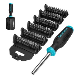 DURATECH Screwdriver, Multi-Function Screw Driver Set with 60 Replaceable Cr-V Bits(Flat, Phillips, Torx, Hex, Square), All in One Screwdrivers with Rolling Barrel Bits Holder