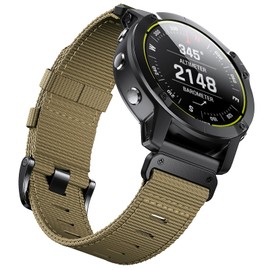 Compatible with Garmin Fenix 6 Watch Band for Fenix 8 47mm/Fenix 7/Fenix 6 Pro/5, 22mm Quickfit Nylon Sport Watch Strap for Forerunner 945/965/935/Epix gen 2/Instinct/Fenix 5 plus, Black+Khaki