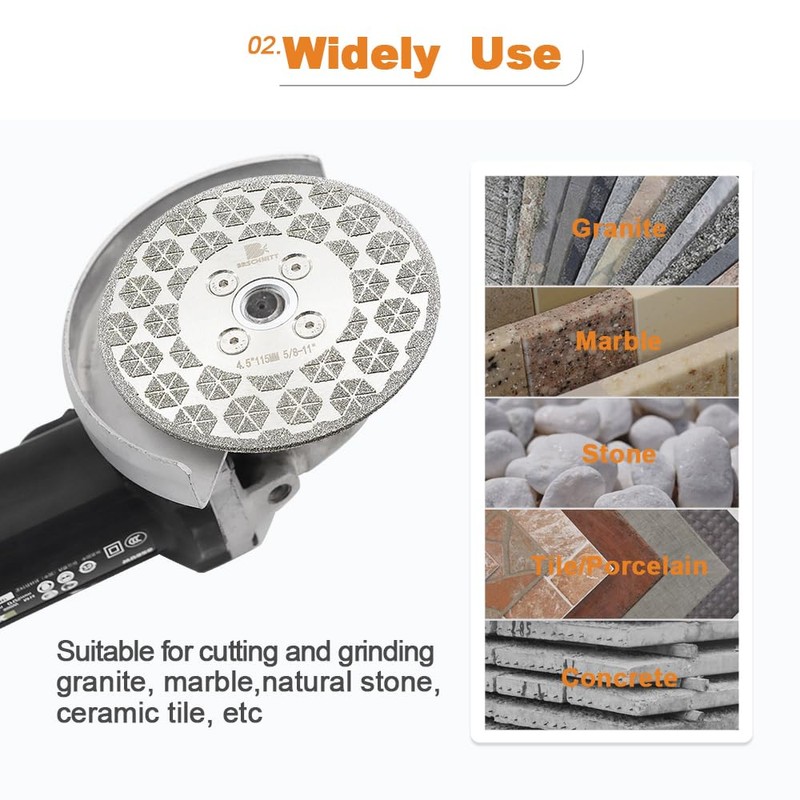 Electroplated Diamond Cutting Grinding Disc,BRSCHNITT 5 inch 125mm for Granite