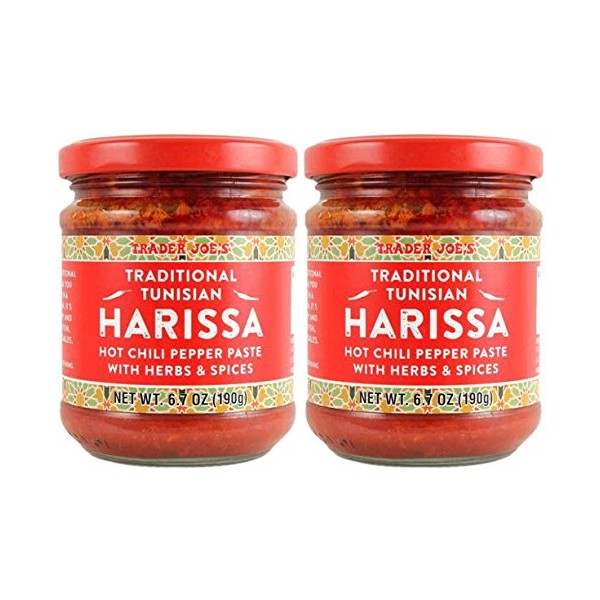 Trader Joe’s Traditional Tunisian Harissa Hot Chili Pepper Paste With Herbs & Spices, 6 oz Jar (Pack of 2)