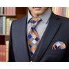 S&W SHLAX&WING Tie Sets for Men Neckties Blue Orange Check