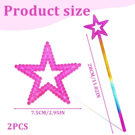 WeddHuis Pack of 2 Princess and Fairy Wands for Children, Star Glitter Stick, Crystal Fairy Stick, Perfect for Christmas, Costume Props and Cosplay Decoration