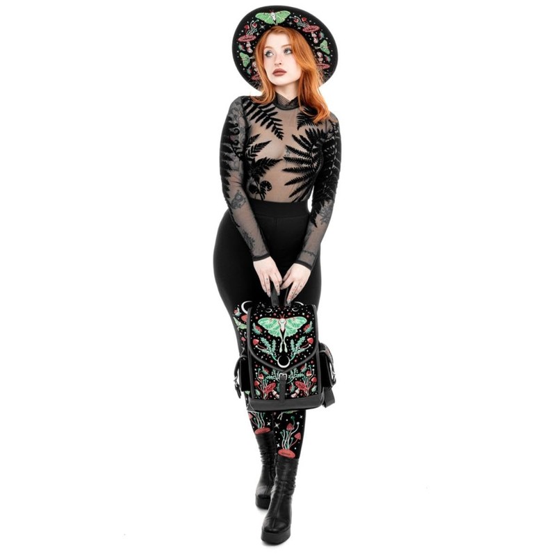 Restyle Autumnal Equinox Backpack Gothic Moth Mushroom Embroidered Bag