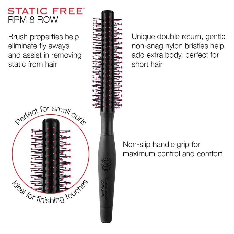 Cricket Static Free RPM 8 Row Round Hair Brush -