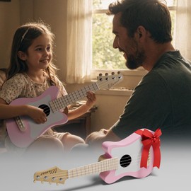 Ulumac Soprano Ukulele, Stylish Shape with White Pickguard Spruce 21.5 inch Ukelele Beginner Kit with Gig Bag, Digital Tuner, Replacing Strings, 3 Guitar Picks, Strap, Cloth, Pink, P005WPN