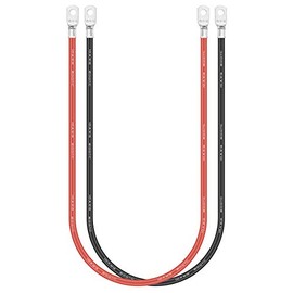 Jtron 20 inch Cables 10 AWG(6-5) Gauge Red + Black Pure Copper RV, Car, Boat in Lugs Used for Battery Switch(Available Current 50A)