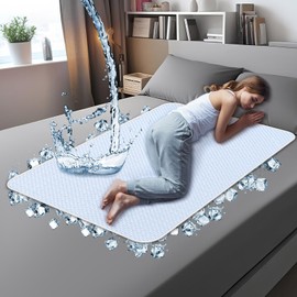 Tisancy Soft 4-Layer Washable and Reusable Incontinence Bed Pad, 34'' x 52'' Ice Silk Waterproof Mattress Sheet Protector Pee Pads Leak Proof Bedwetting Underpads for Adults Kids Pet, 500 Washes