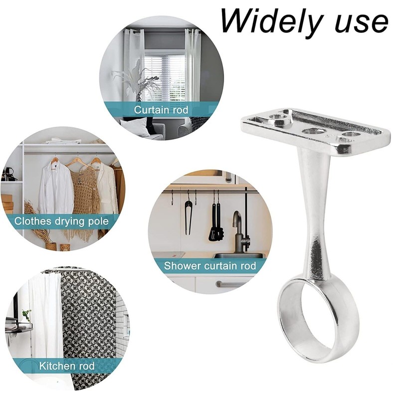 Generic Chrome Ceiling-Mount Bracket for 19mm Curtain Pole, Pack of