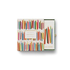 RIFLE PAPER CO. Birthday Keepsake Card Boxed Set of 8 | Lets Your Thoughtful Handwritten Note Take Center Stage, (Printed in Full Color and Foil Stamped, 4.25" L x 5.5" W), Birthday Candles