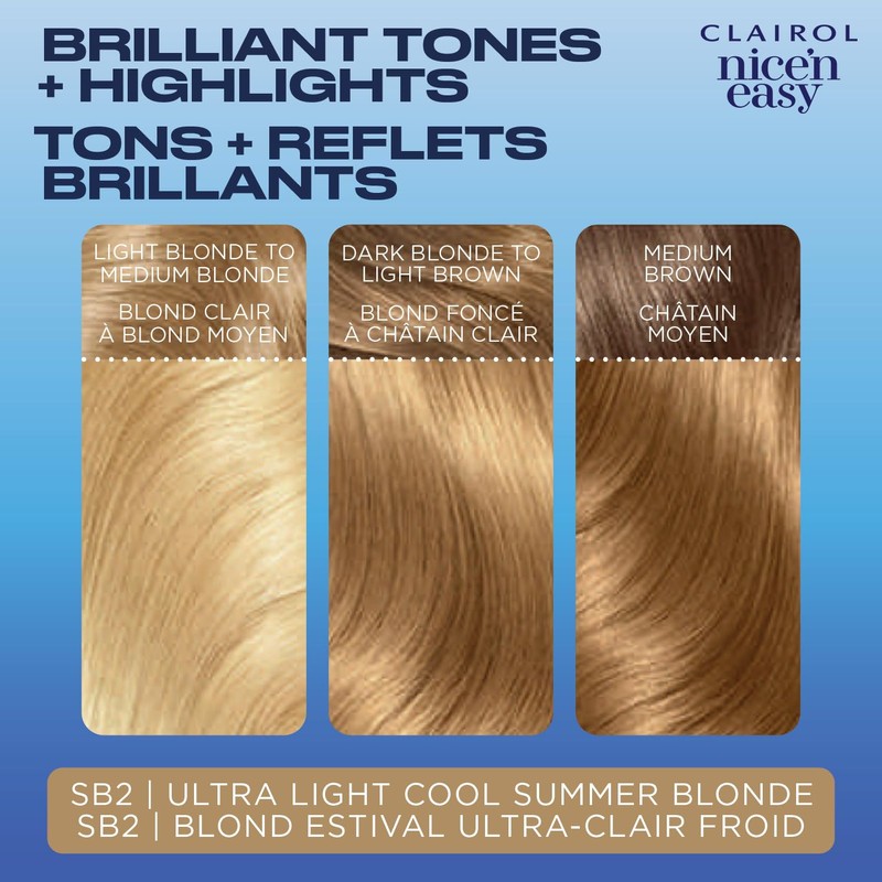 Clairol Nice'n Easy Permanent Hair Dye, SB2 Ultra Light Cool