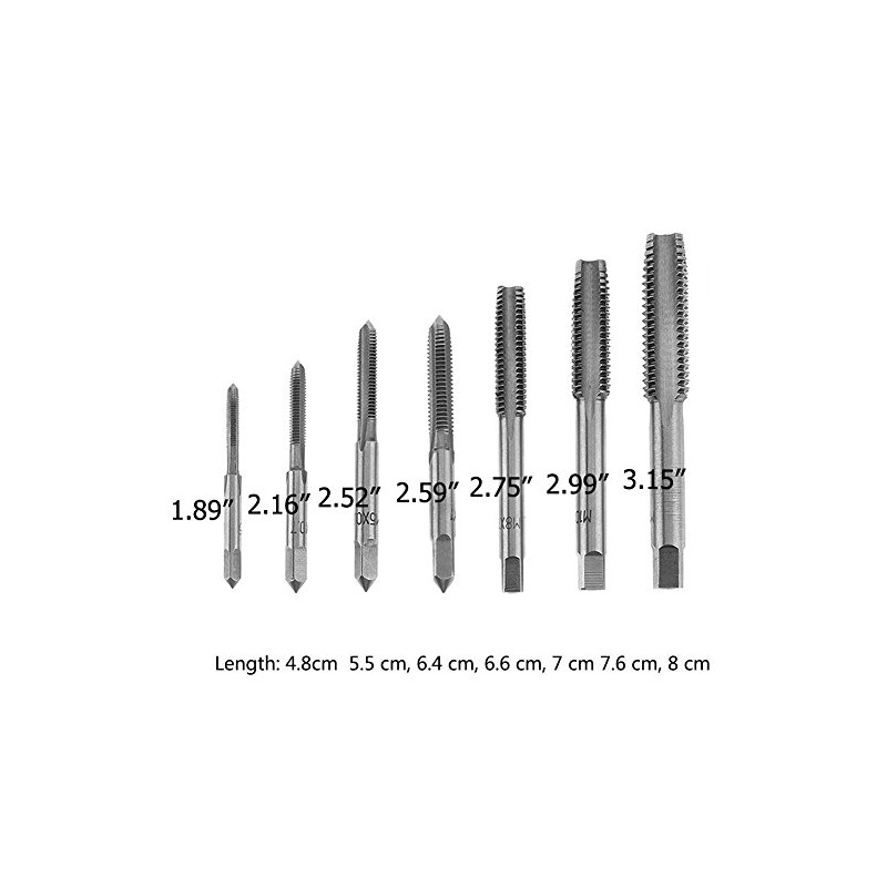 QISF 7Pcs Bearing Steel Metric Screw Thread Tap M3-M12 Plug