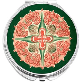 NewCharms Discomedusae Green Pink Sea Creature by Ernst Haeckel Compact with Mirrors - Perfect Pocket and Purse Size Folding Mirror for Applying Make Up Anywhere
