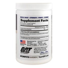 Creatina Gat Sport Monohidratada 300g 60 Porciones Creatina Sabor Sin sabor