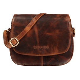 STILORD 'Savannah' Umhängetasche Damen Leder Handtasche kleine Schultertasche Crossbody Bag Ausgehtasche Partytasche Echtleder, Farbe:kara - cognac