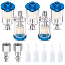 Air Compressor Oil Water Separator Filter,1/4'' NPT Inlet and Outlet Airbrush Filter Moisture Oil Water Separator for Spray Paint Air Line Compressor Fitting (12)